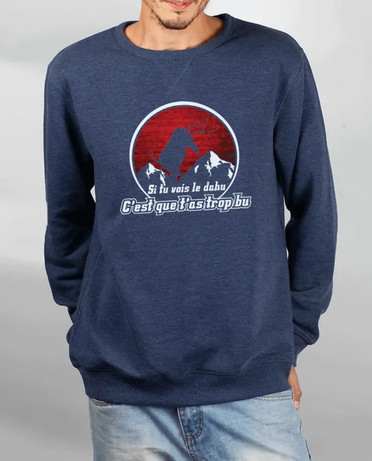 Pull Homme Bleu jean SI TU VOIS LE DAHU