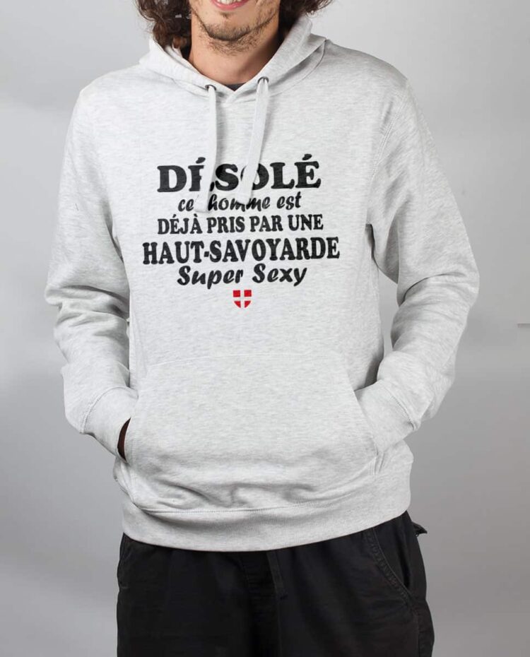 Sweat Blanc homme Desole cette homme haut savoyarde