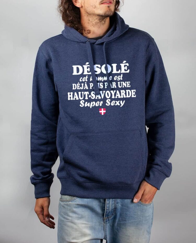 Sweat Bleu chine homme Desole cette homme haut savoyarde