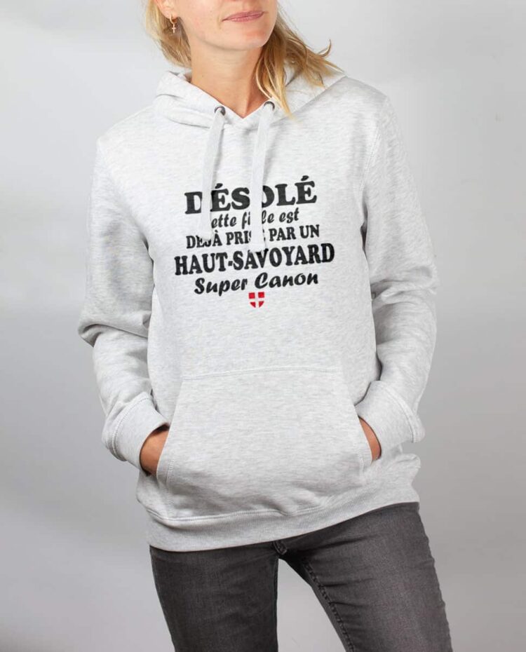 Sweat blanc femme Desole cette fille haut savoyard