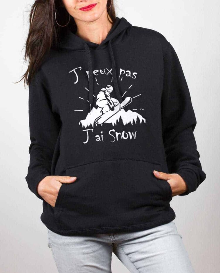 Sweat noir femme jpeux pas jai snow