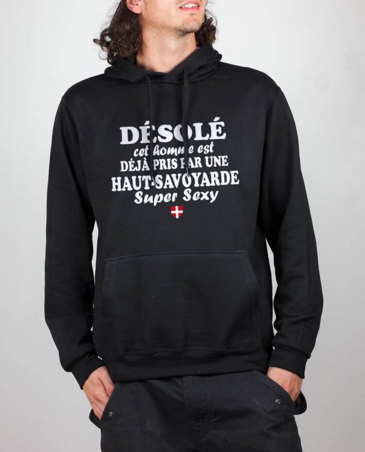 Sweat noir homme Desole cette homme haut savoyarde