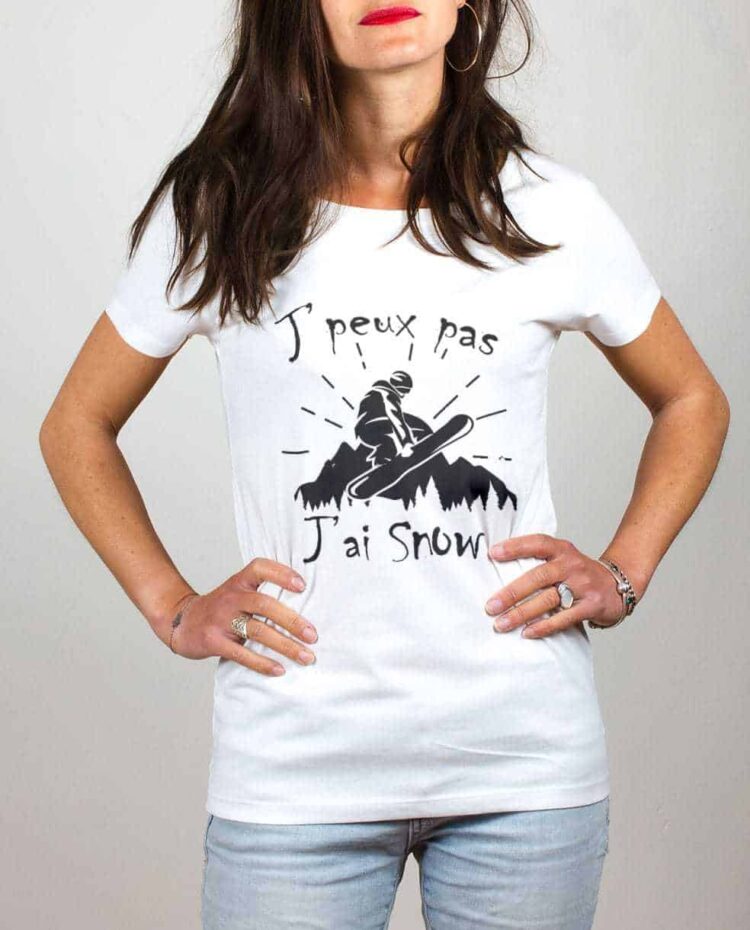 T shirt blanc femme jpeux pas jai snow