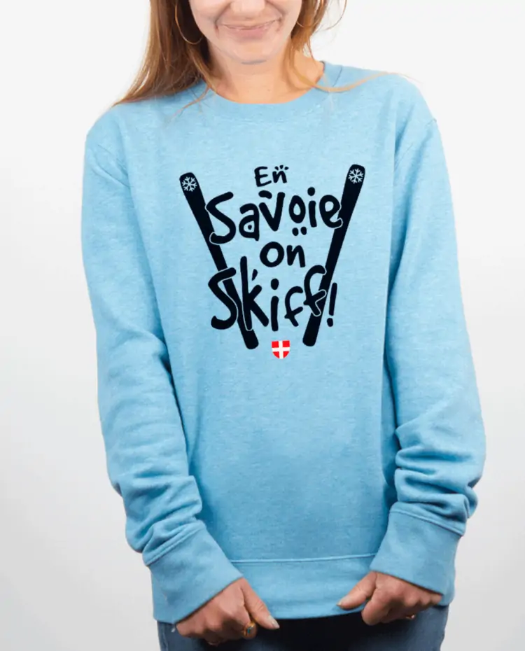 Pull Femme bleu ciel EN SAVOIE ON SKIFF