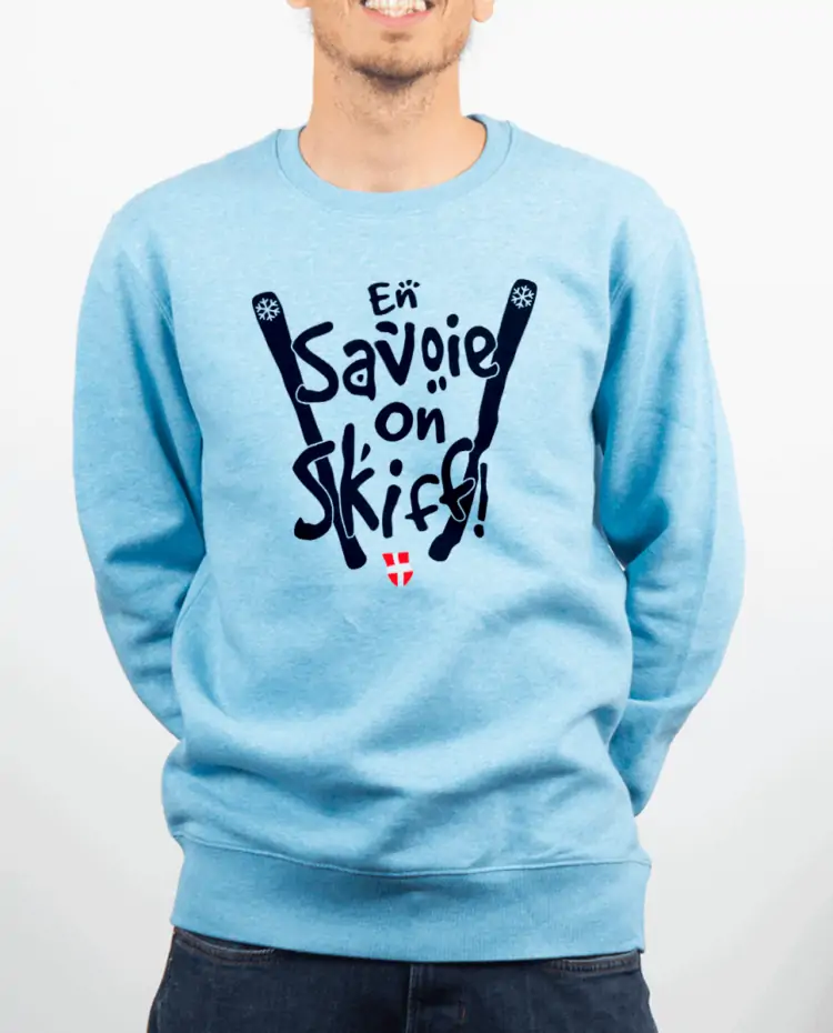 Pull Homme bleu ciel EN SAVOIE ON SKIFF