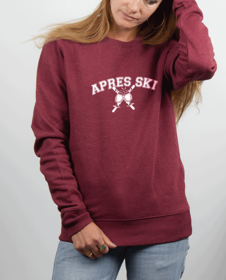 Pull femme rouge Bordeau APRES SKI BIERE