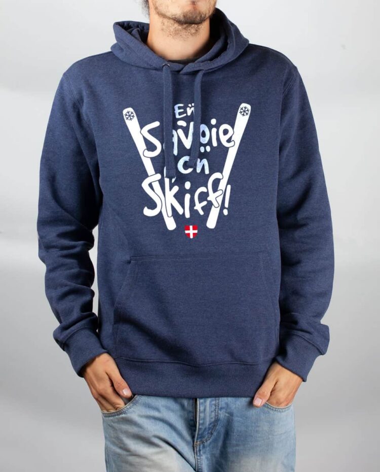 Sweat Bleu chine homme En savoie on skiff