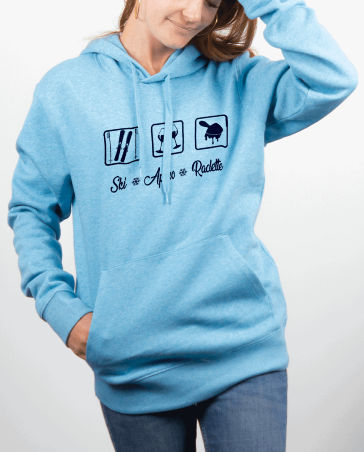 Sweat Femme Bleu Ciel SKI APERO RACLETTE