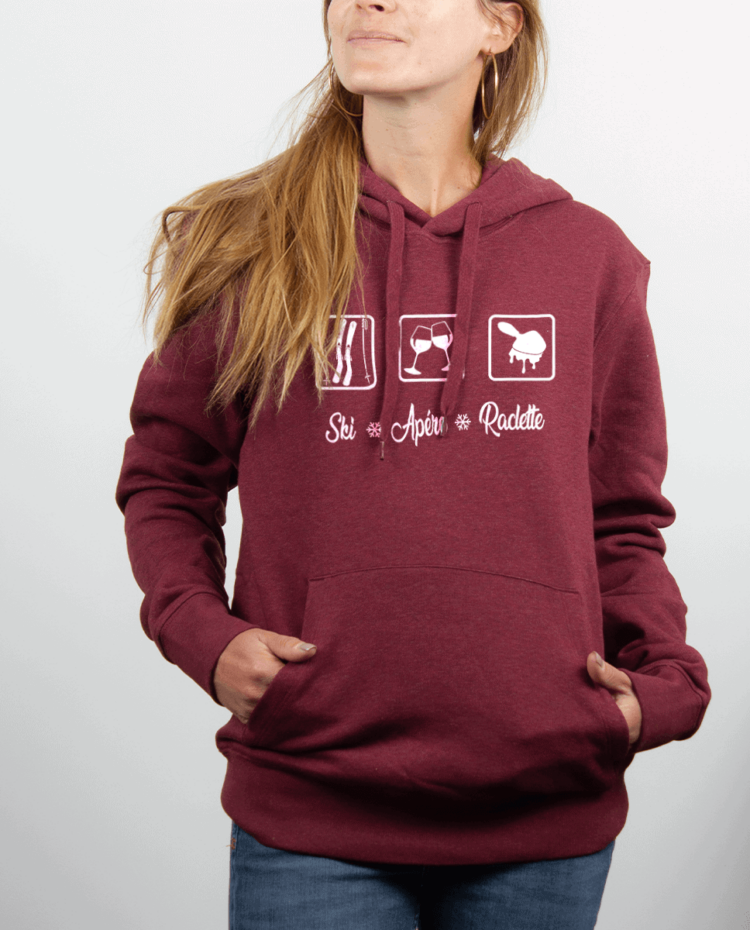 Sweat Femme Bordeau SKI APERO RACLETTE