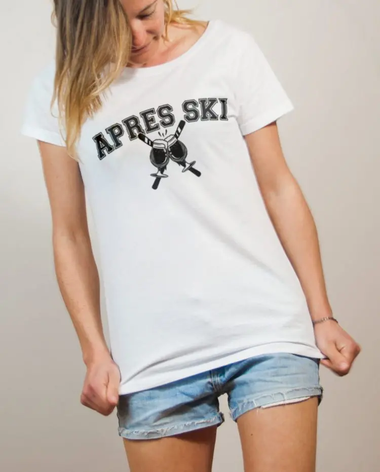 T shirt apres ski biere femme blanc