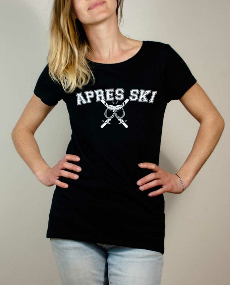 T shirt apres ski biere femme noir