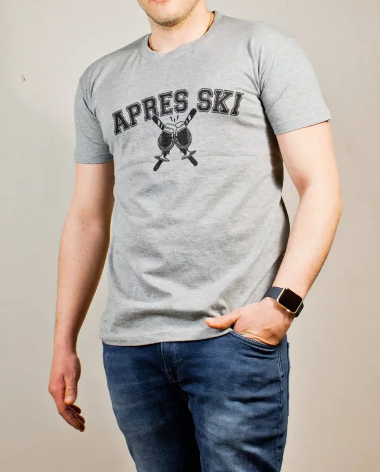 T shirt apres ski biere homme gris