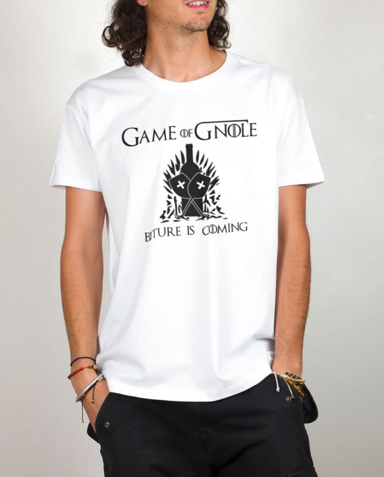 T shirt homme blanc Biture is Coming Game of Gnole Trones