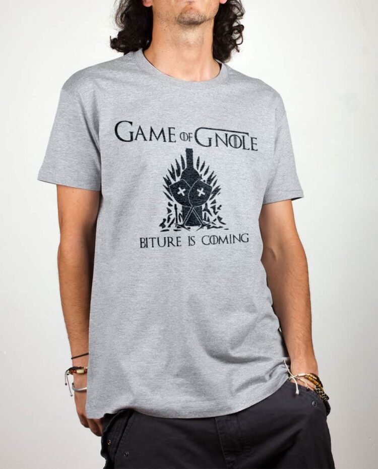 T shirt homme gris Biture is Coming Game of Gnole Trones 1