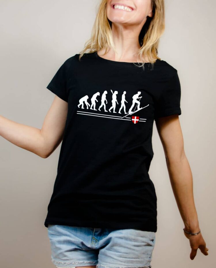 t shirt Evolution ski de rando femme noir