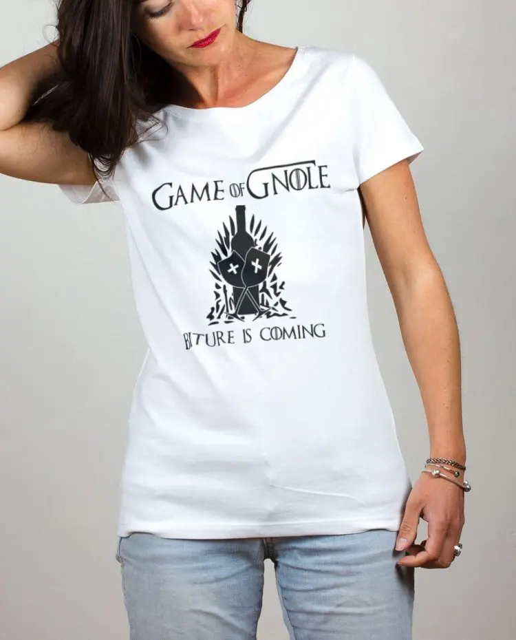 t shirt femme blanc Biture is Coming Game of Gnole Trones