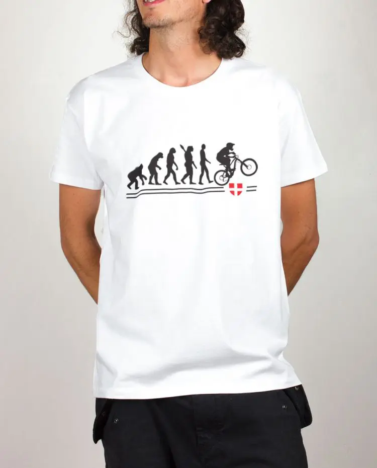 t shirt homme blanc Evolution VTT Descente