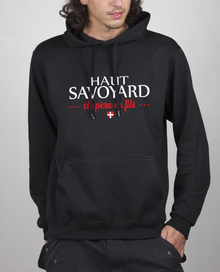 Sweat noir homme haut savoyard de pere en fils