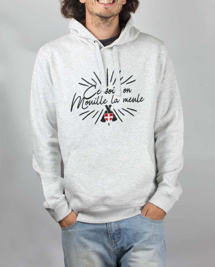 Sweat Blanc homme Ce soir on mouille la meule