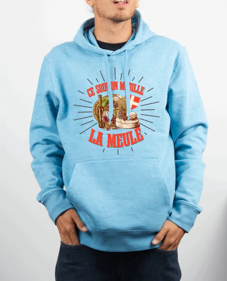 Sweat Homme Bleu ciel CE SOIR ON MOUILLE LA MEULE
