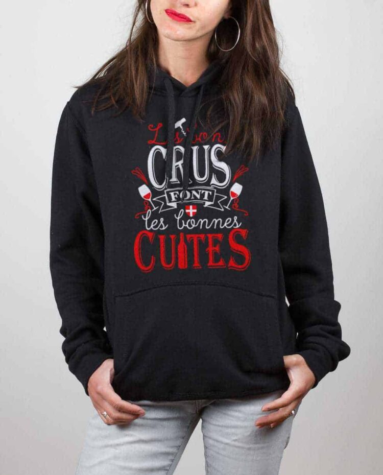 sweat femme noir les bon crus font les bonnes cuites