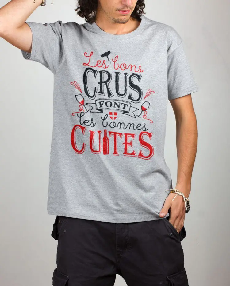 t shirt homme gris les bon crus font les bonnes cuites
