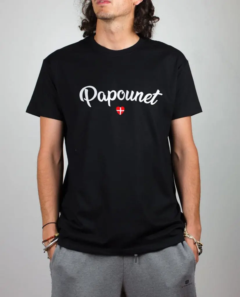 T shirt noir homme papounet 1