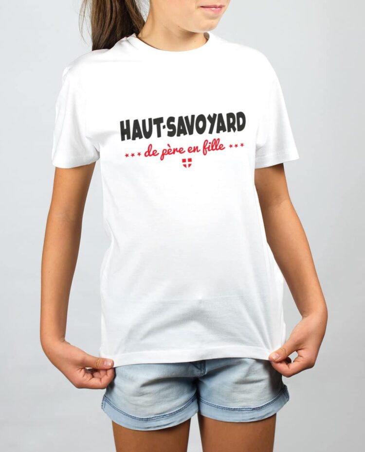 t shirt enfant blanc fille haut savoyard de pere en fille