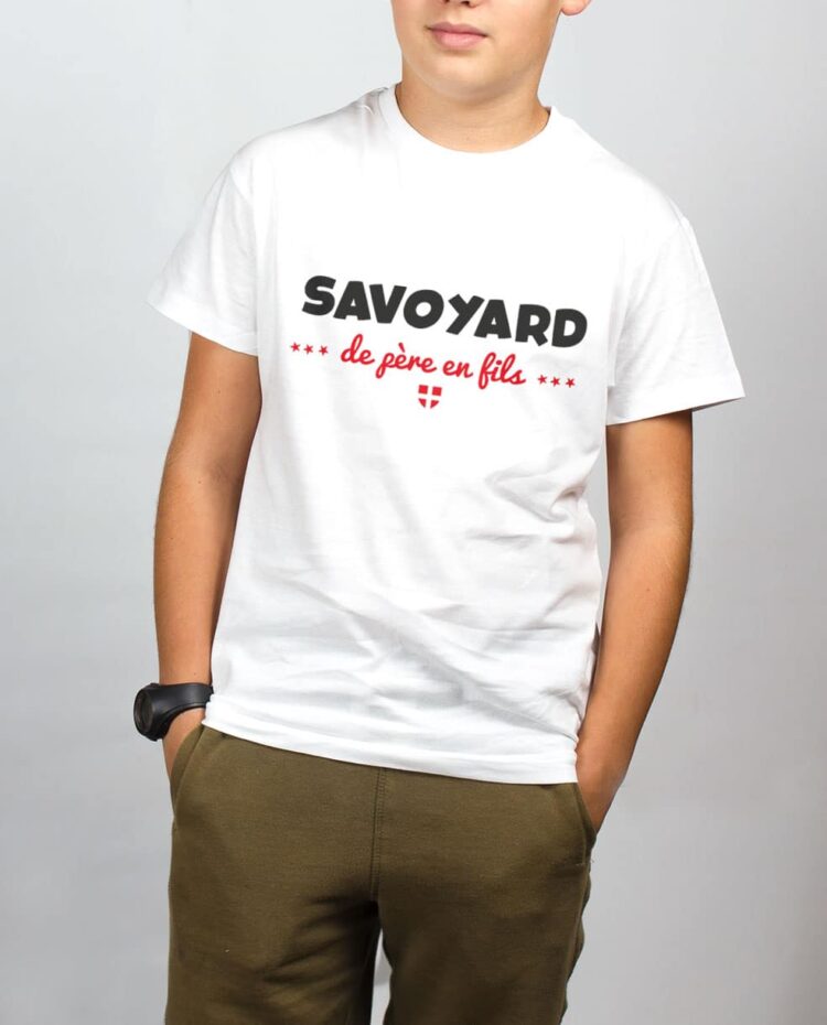 t shirt enfant blanc garcon Savoyard de pere en fils