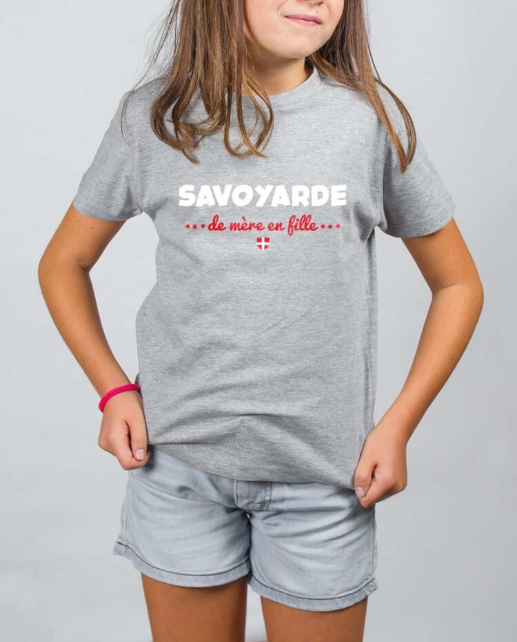 t shirt enfant gris fille Savoyarde de mere en fille