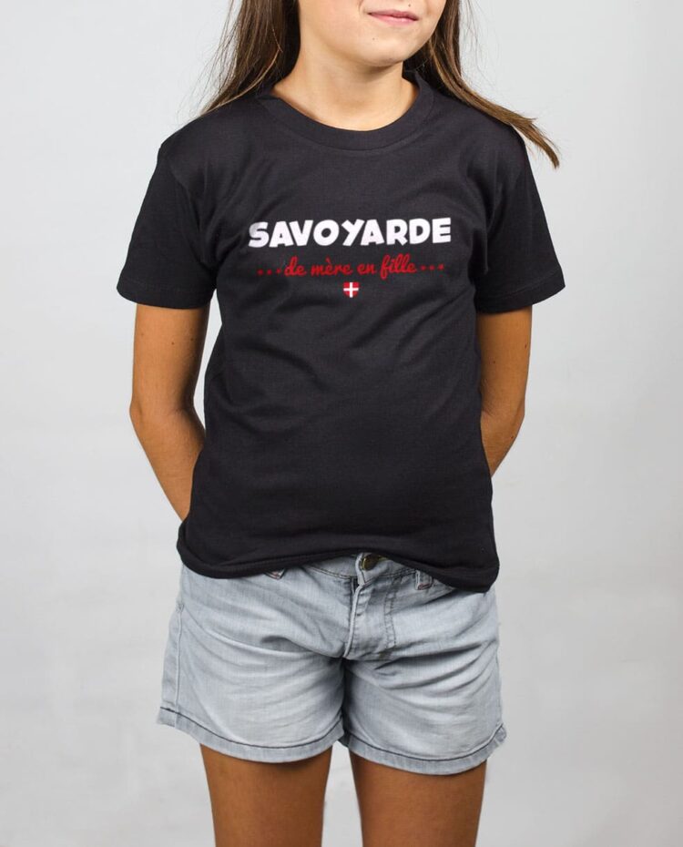 t shirt enfant noir fille Savoyarde de mere en fille