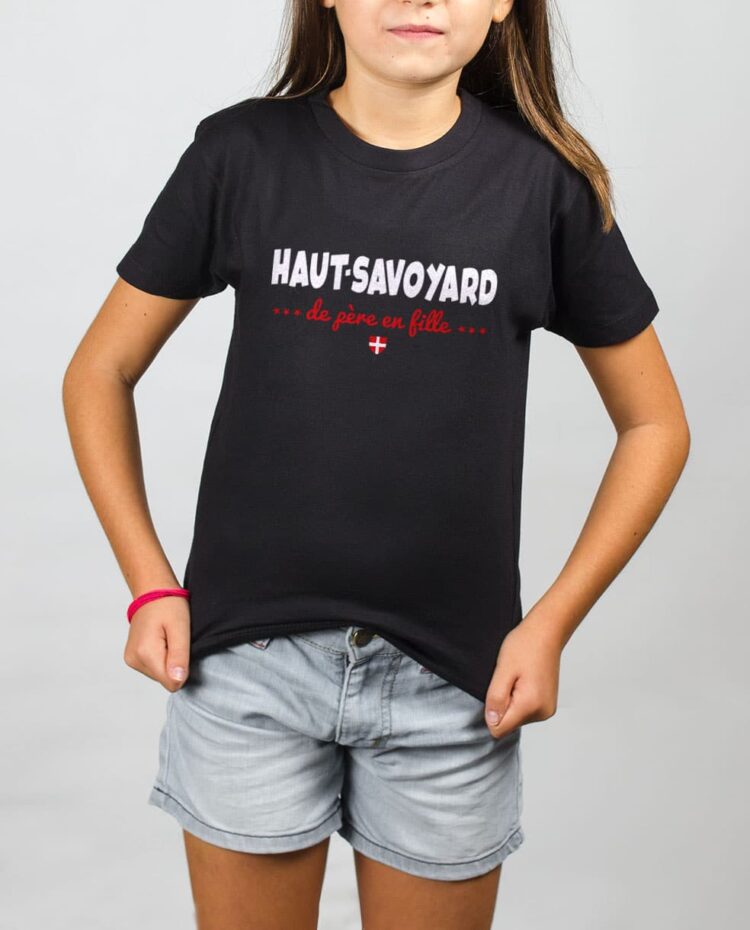 t shirt enfant noir fille haut savoyard de pere en fille