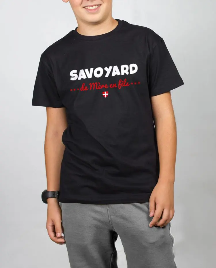 t shirt enfant noir garcon Savoyard de mère en fils