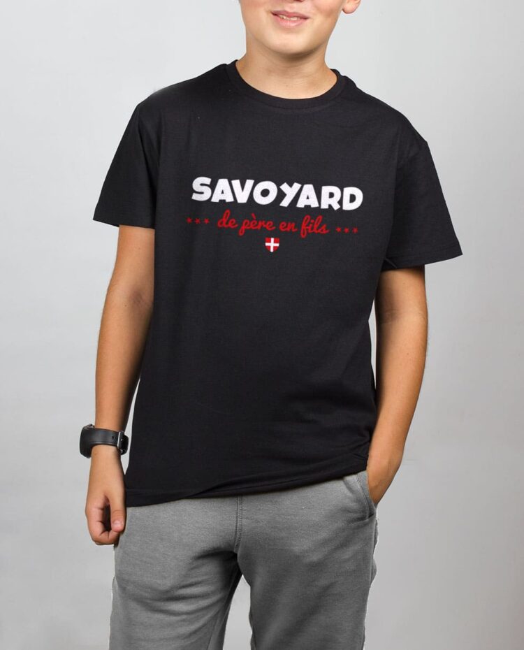 t shirt enfant noir garcon Savoyard de pere en fils