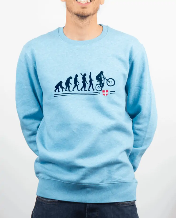 Pull Homme bleu ciel EVOLUTION VTT DESCENTE DH