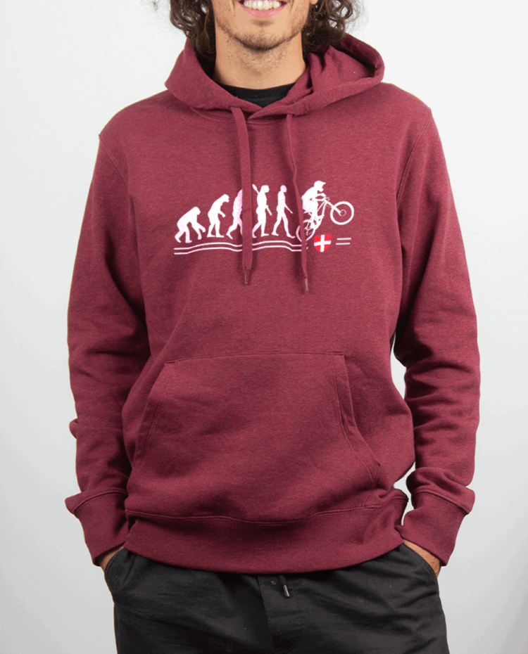 Sweat Homme Rouge bordeau EVOLUTION VTT DESCENTE DH