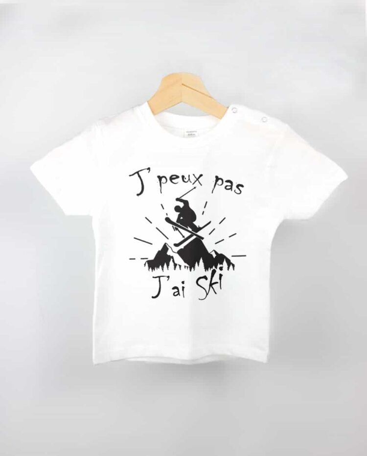 T shirt BEBE blanc je peux pas jai ski Copie