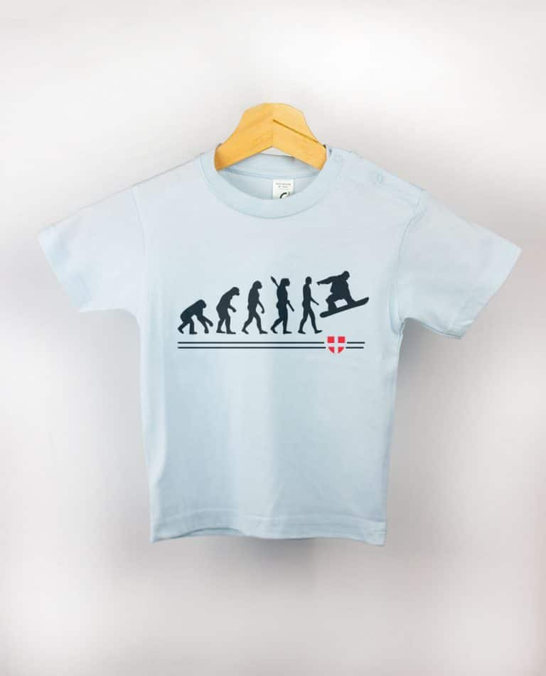 T-Shirt Uomo Snowboard Evolution A Manica Corta - 100% Cotone Pettinato, Stampa Darwin Per Sciatori