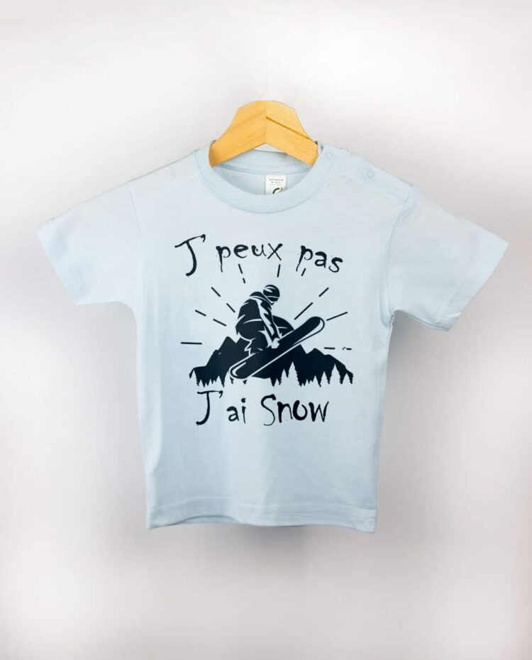 T shirt BEBE bleu clair je peux pas snow