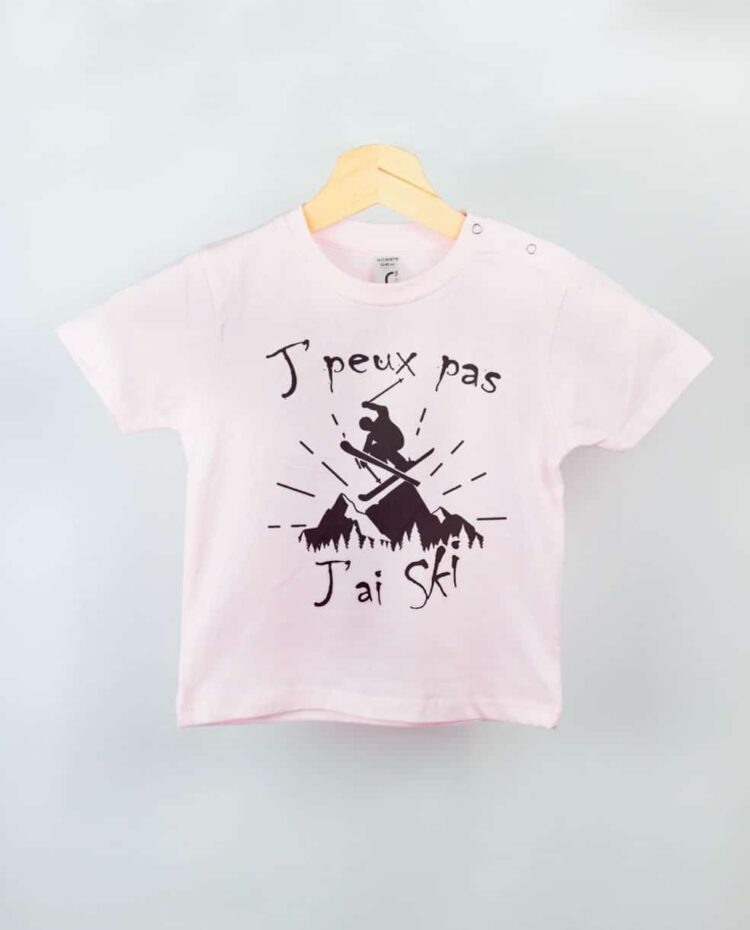 T shirt BEBE rose je peux pas jai ski Copie