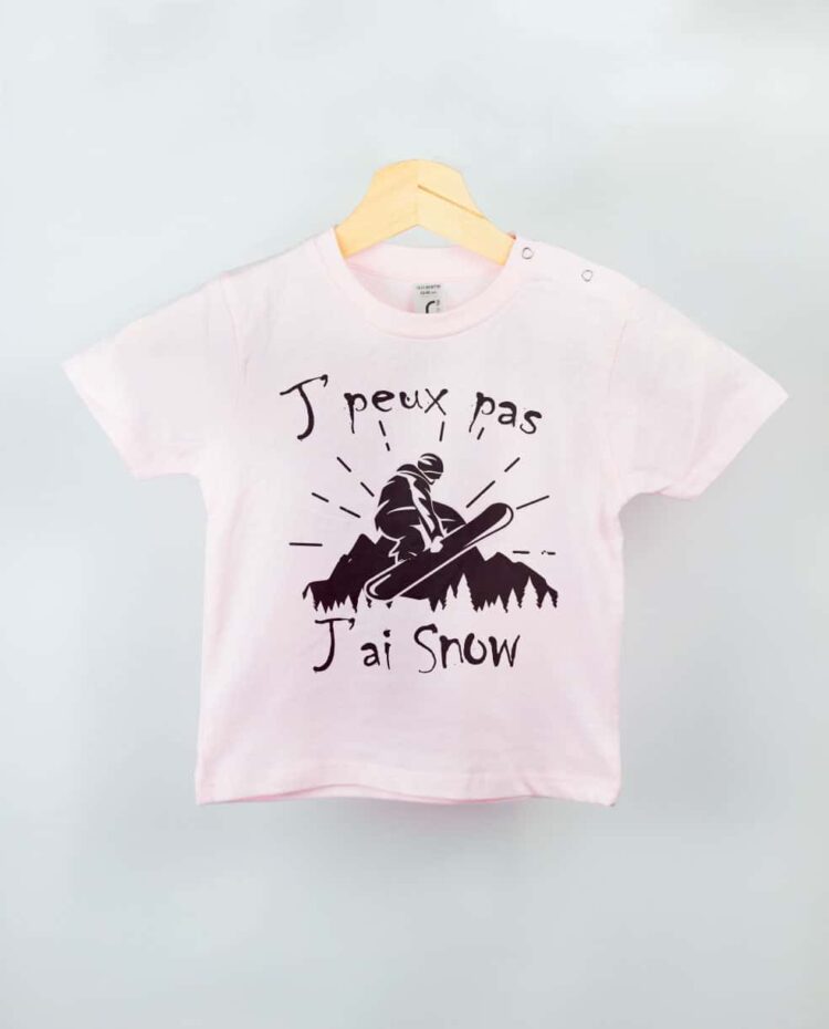 T shirt BEBE rose je peux pas snow