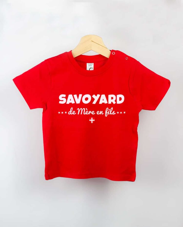 T shirt BEBE rouge Savoyard de mère en fils