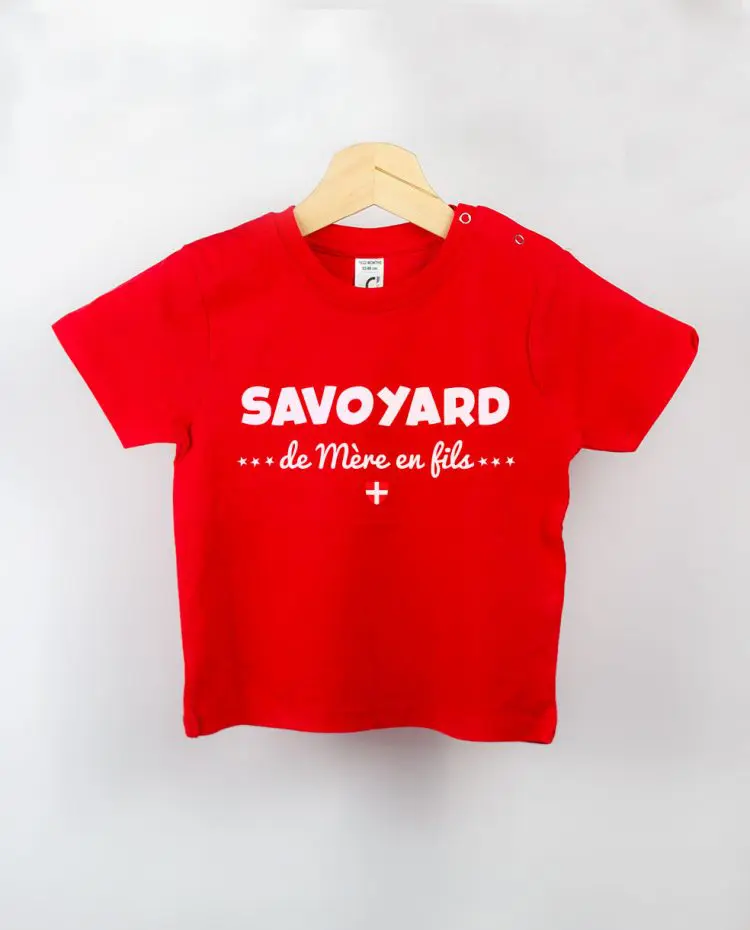T shirt BEBE rouge Savoyard de mère en fils