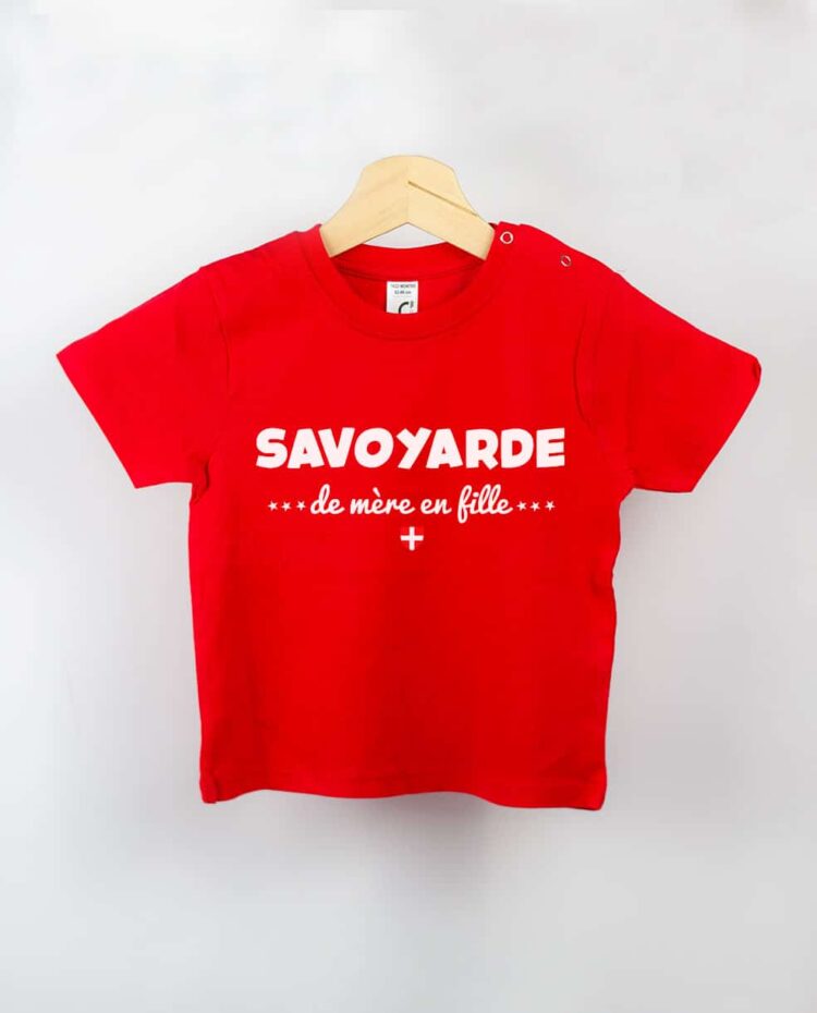 T shirt BEBE rouge Savoyarde de mere en fille