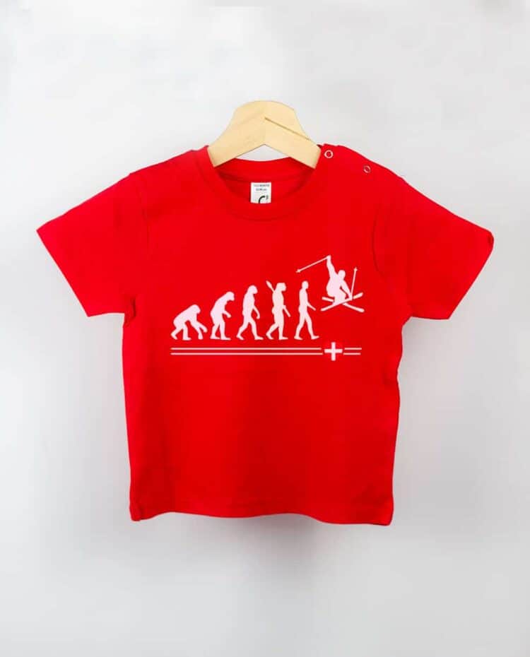 T shirt BEBE rouge evoluiton ski 1