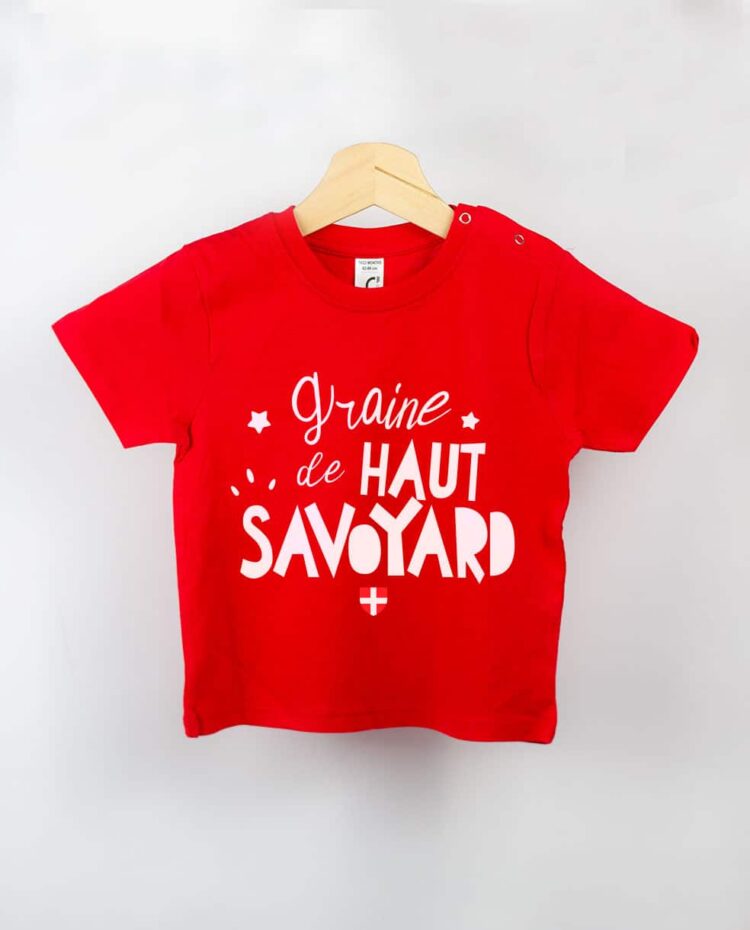 T shirt BEBE rouge graine de haut savoyard garcon