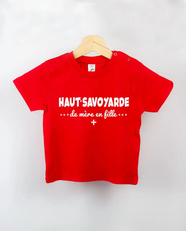 T shirt BEBE rouge haut savoyarde de mere en fille