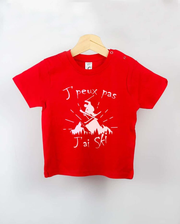 T shirt BEBE rouge je peux pas jai ski