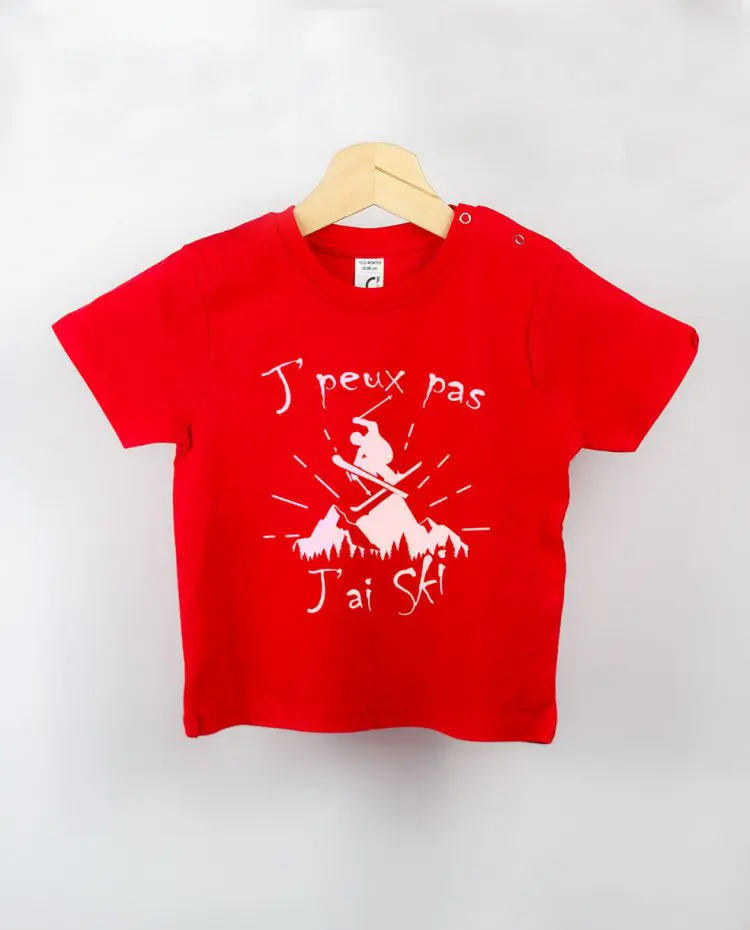 T shirt BEBE rouge je peux pas jai ski