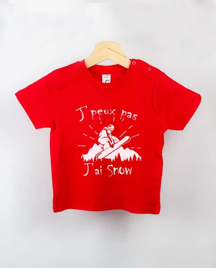 T shirt BEBE rouge je peux pas snow 1